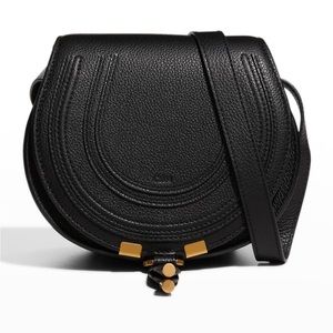 Chloe small Marcie Black Leather Saddle Bag
